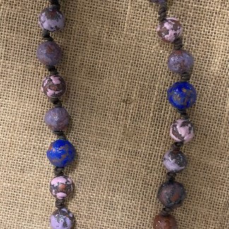 Pink, Purple and Blue Enamel Bead Necklace