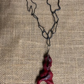 Necklace with Carved Red Pendant