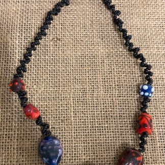Red and Blue Glass Bead Necklace