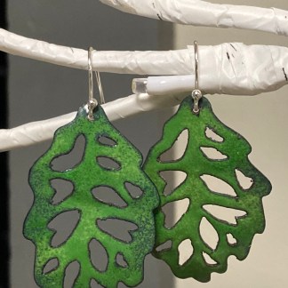 Small Green Leaf Earrings
