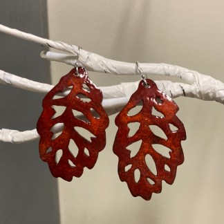 Small Red Leaf Earrings