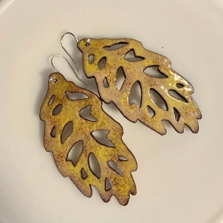 Large Pale Yellow Leaf Earrings